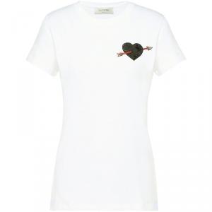 Pre Owned Valentino Bianco Jersey Love Story Embroidery Crew Neck T-Shirt XL