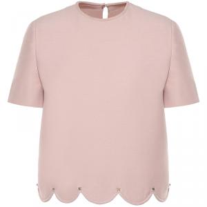 Pre Owned Valentino Wild Rose Crepe Couture Scalloped Top S