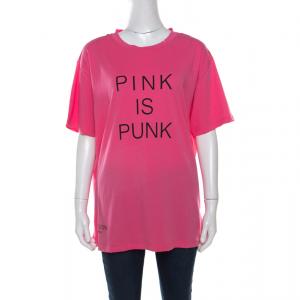 Pre Owned Valentino Shadow Pink Pink Is Punk Printed Cotton Crew Neck Oversized T-Shirt XL