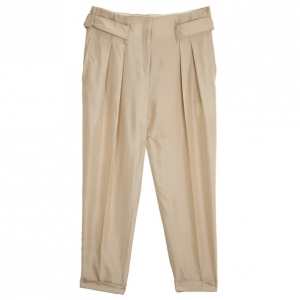 Pre Owned Valentino Beige Bowembellished Straightleg Silk Pants M