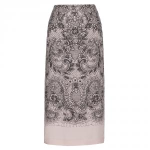 Pre Owned Valentino Two Tone Crepe de Chine Lace Print Skirt Medium / IT 42