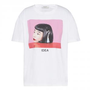 Pre Owned Valentino White Cotton Izumi Miyazaki Print with Embroidery Crew Neck T Shirt M