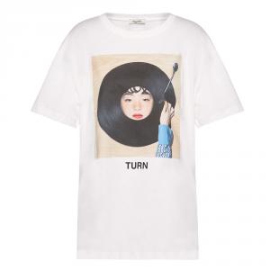 Pre Owned Valentino White Cotton Izumi Miyazaki Print Crew Neck T Shirt L