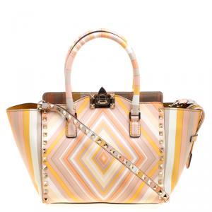 Pre Owned Valentino Multicolor Leather Small Native Couture 1975 Rockstud Tote