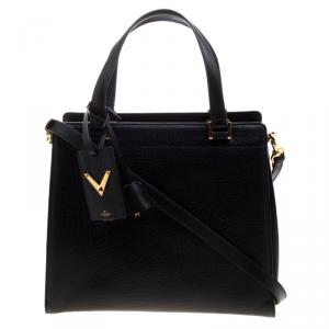 Pre Owned Valentino Black Leather Large Convertible Tote