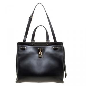 Pre Owned Valentino Black Leather Large Joylock Top Handle Bag