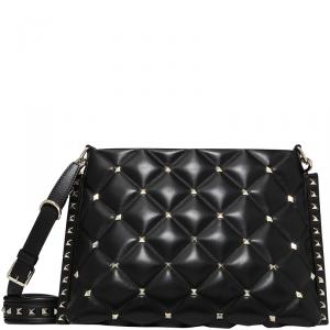 Valentino Black Quilted Leather Candystud Messenger Bag