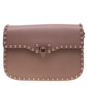 Pre Owned Valentino Poudre Leather Rockstud Shoulder Bag