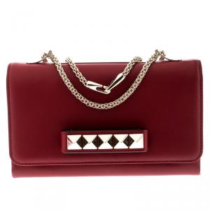 Pre Owned Valentino Rosso Leather Va Va Voom Chain Shoulder Bag