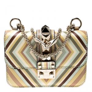 Pre Owned Valentino Multicolor Green Tea Sorbet Leather Mini Rockstud 1975 Lock Chain Shoulder Bag