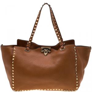 Pre Owned Valentino Light Cuir Leather Rockstud Trapeze Tote