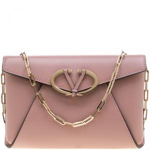 Valentino Lipstick Leather V Rivet Clutch Bag