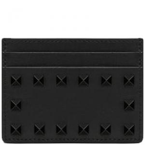 Pre Owned Valentino Black Leather Rockstud Cardholder