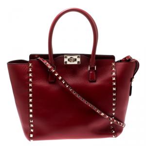 Pre Owned Valentino Rosso V. Leather Rockstud Tote