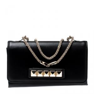 Pre Owned Valentino Black Leather Va Va Voom Chain Shoulder Bag