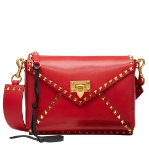 Pre Owned Valentino Rouge Pur Smooth Leather Rockstud Hype Shoulder Bag