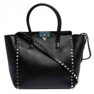 Pre Owned Valentino Black Leather Rockstud Tote