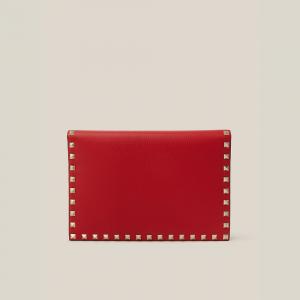Pre Owned Valentino Garavani Red Rockstud Leather Clutch