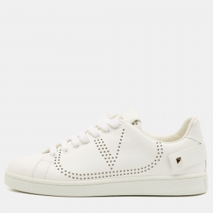 Valentino White Leather Rockstud Sneakers Size 39.5