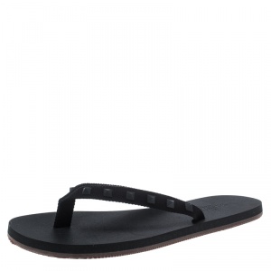 Pre Owned Valentino Black Rockstud Fabric Thong Sandals Size 39