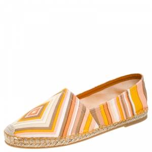 Pre Owned Valentino Multicolor Chevron Print Canvas Espadrilles Size 38
