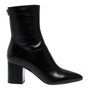 Pre Owned Valentino Black Leather Ankle Boots Size 37