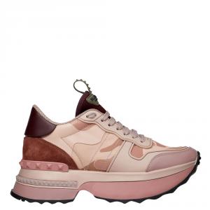 Pre Owned Valentino Multicolor Fabric and Leather Camouflage Rockrunner.Up Platform Sneakers Size 39