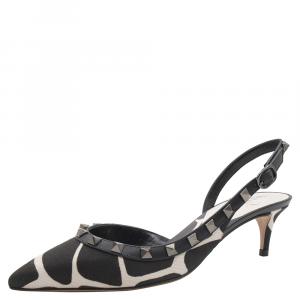 Pre Owned Valentino As Sample/Nero ROCKSTUD Slingback Pumps Size EU 40