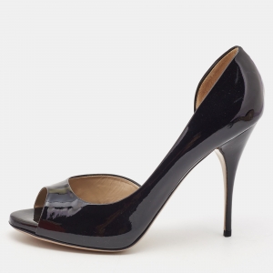 Valentino Black Patent Leather D'orsay Peep Toe Pumps Size 40.5