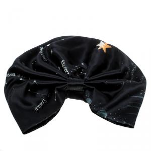 Valentino Navy Blue Cosmo Print Silk Turban