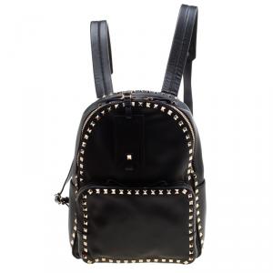 Valentino Black Leather Rockstud Backpack