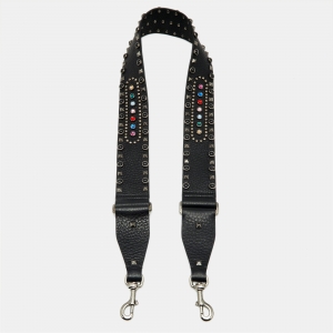 Valentino Black Leather Rockstud Embellished Shoulder Bag Strap