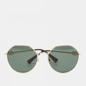 Valentino Black/Gold VA2043 Vlogo Round Sunglasses 