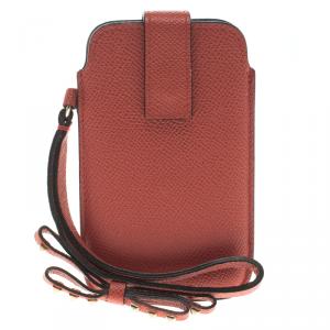 Valentino Peach Leather Rockstud Bow Wristlet Phone Case