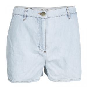 Valentino Blue Light Wash High Waist Denim Shorts S