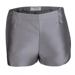 Valentino Grey Silk Blend High Waist Shorts S