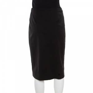 مملوكة مسبقًا Valentino Black Wool Gabardine Pencil Skirt S