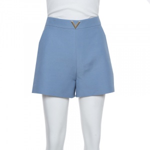 Valentino Powder Blue Wool VGOLD High Waist Shorts S
