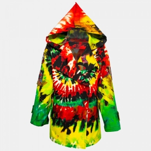 Pre Owned Valentino Multicolor Tye-Dye Print Cotton Embellished Hooded Jacket M