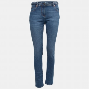 Valentino Light Wash Denim Braided Waistband Skinny Jeans M Waist 31"