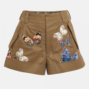 Valentino Green Embroidered Cotton Shorts S