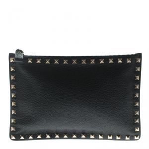 Valentino Navy Blue Leather Rockstud Pouch