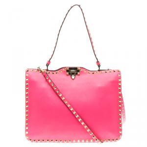 Pre Owned Valentino Pink Leather Rockstud Crossbody Bag