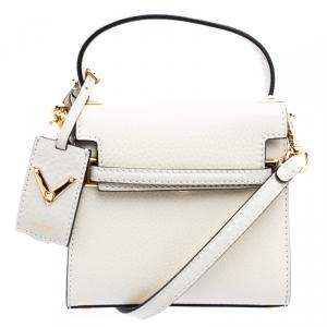 Pre Owned Valentino Off White Leather Mini My Rockstud Shoulder Bag
