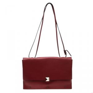 Pre Owned Valentino Red Leather Flap Shoulder Bag