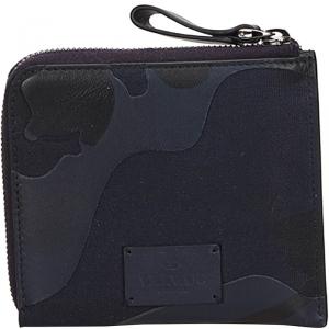 Valentino Navy Blue Canvas and Leather Camouflage Zip Around Wallet