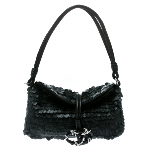 Pre Owned Valentino Black Leather Shoulder Bag