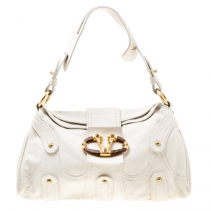 Pre Owned Valentino Off white Leather Shoulder Bag