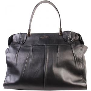  Valentino Black Leather Big Bow Tote Bag