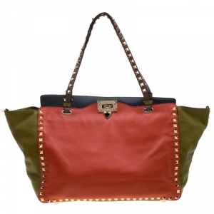 Pre Owned Valentino Multicolor Leather Medium Studded Rockstud Tote